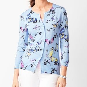 Talbot Charming knit Cardigan sweater 3/4‎ Sleeve Butterfly floral